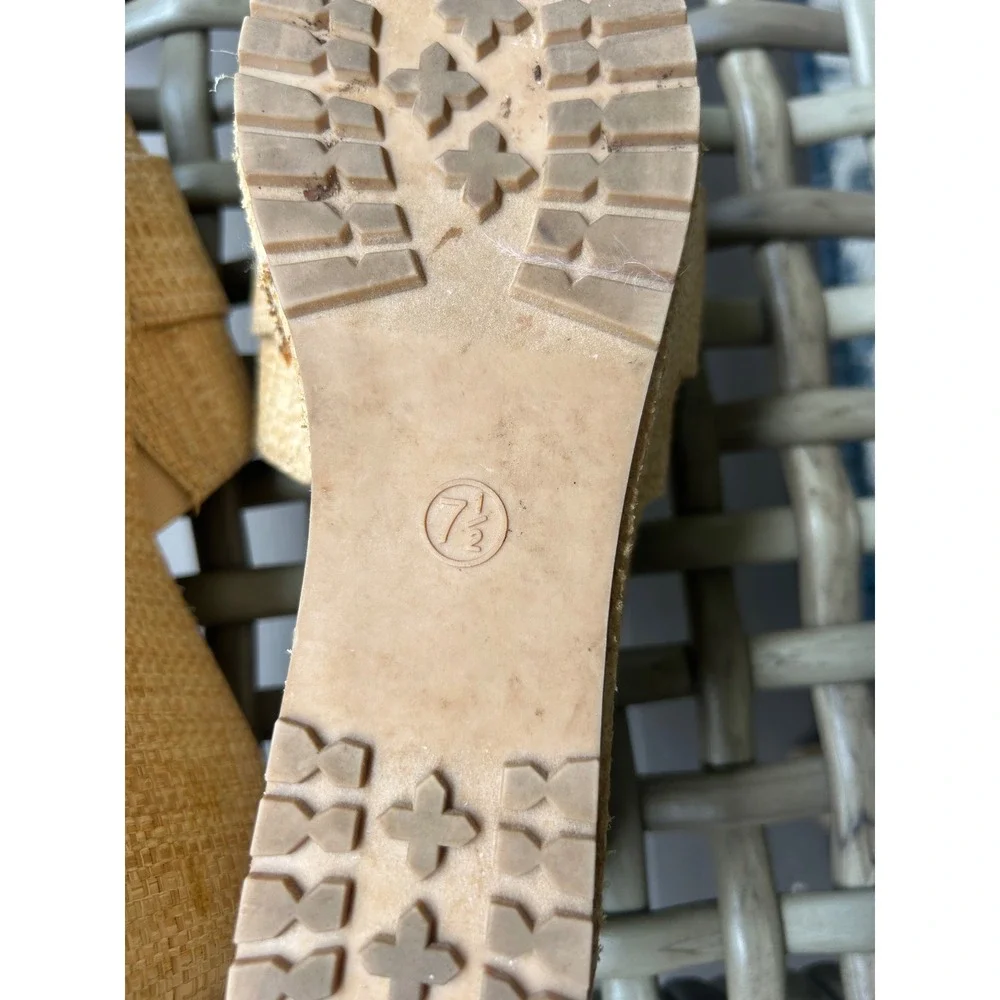 A New Day Women's Beige Woven Wedge Sandals Espadrille Buckle Slide‎ Size 7.5
